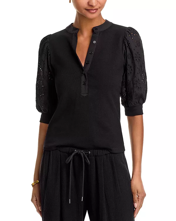 

Футболка Kaleigh, выполненная в смешанной технике Six Fifty, черный