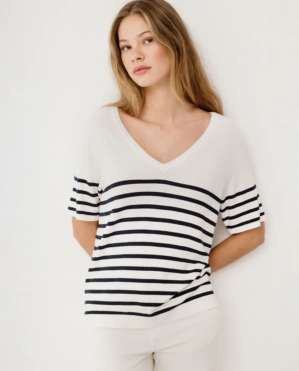 

Женская полосатая футболка с коротким рукавом Vila, белый