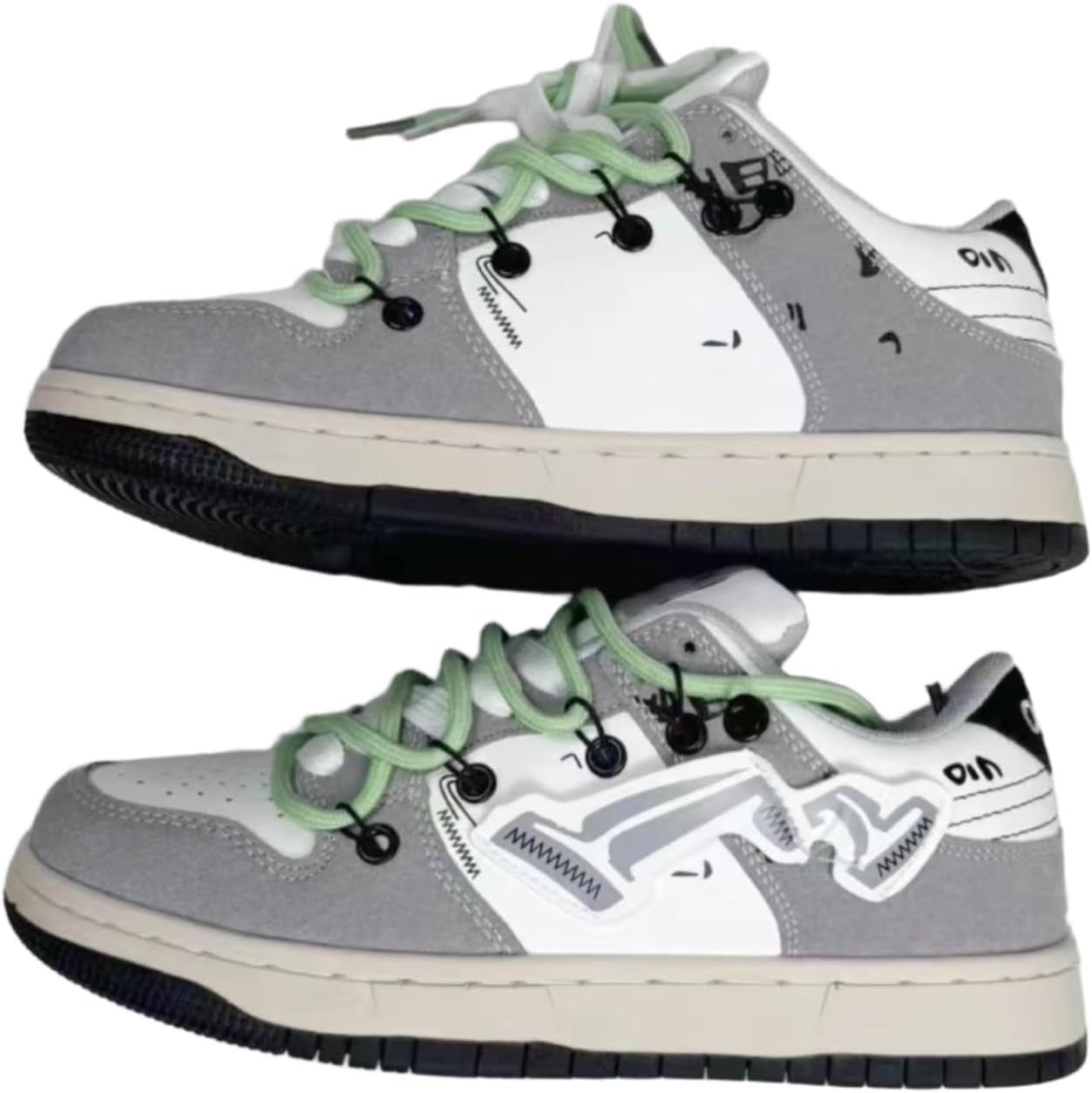 

Женские кроссовки в стиле Y2K с рисунком, большого размера, ретро-мода, цветной блок, для повседневной ходьбы, бега и катания на скейтборде Ojqih, серый