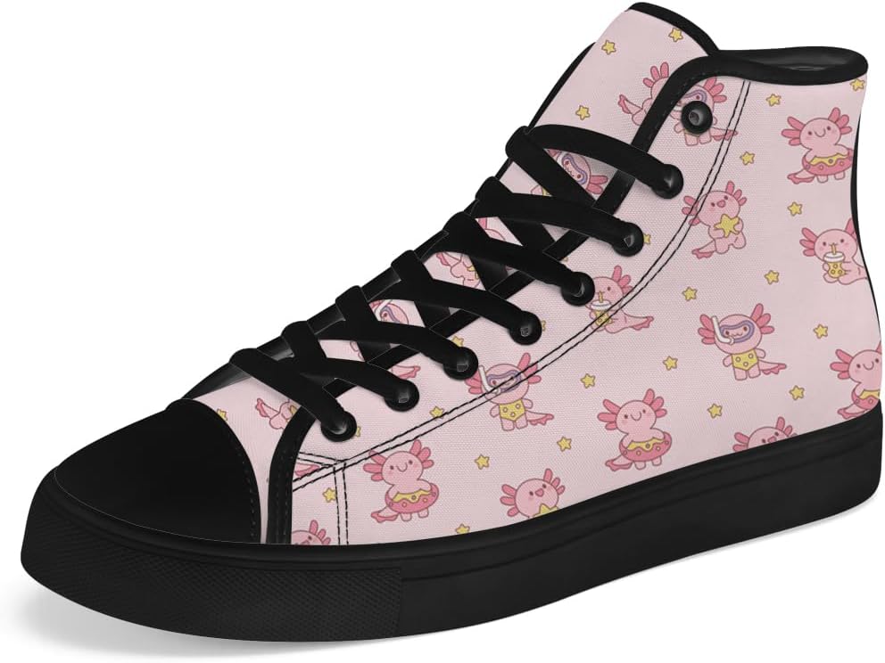 

Кеды на высокой подошве Chebing Axolotl из холщовой ткани, с шнуровкой, повседневная обувь, подарок для мужчин и женщин, розовый