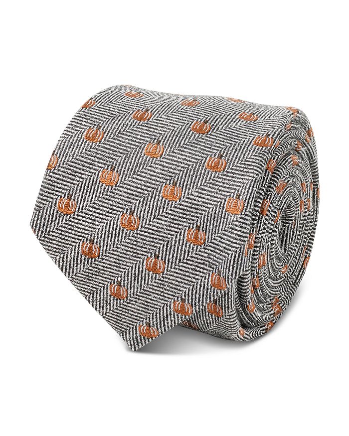 

Шелковый галстук с рисунком «елочка» в виде тыквы Cufflinks Inc, серый