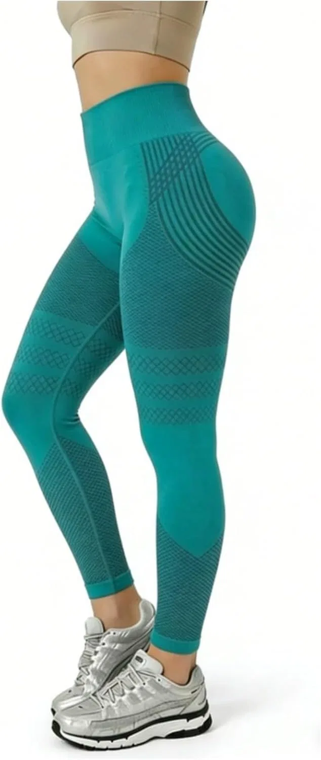 Леггинсы для фитнеса, Women's High Waist, Tummy Control, Yoga Pants, Green