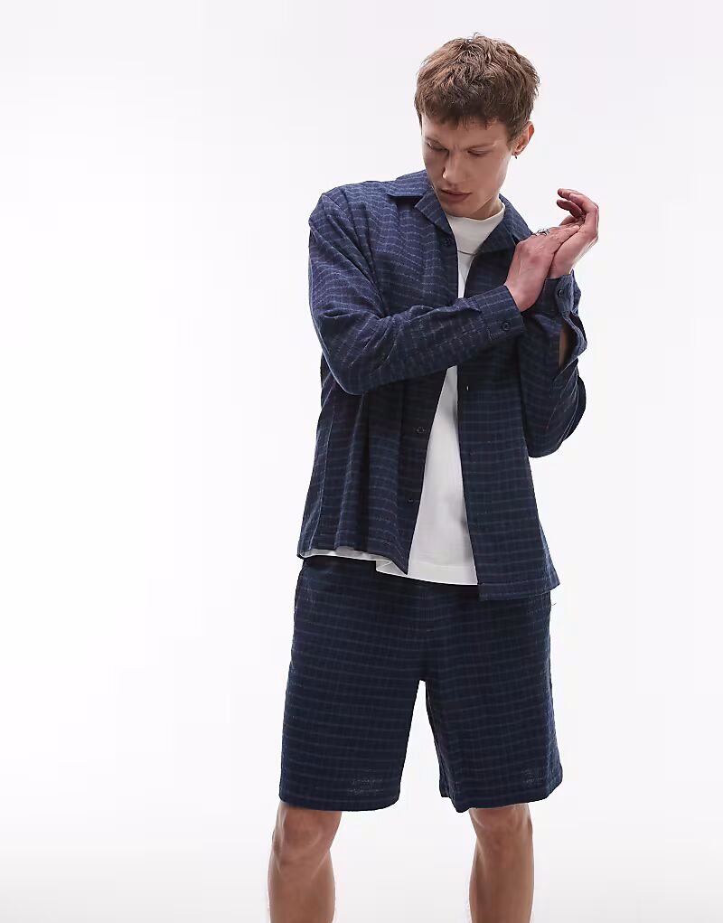

Шорты Topman в клетку синего цвета средней толщины