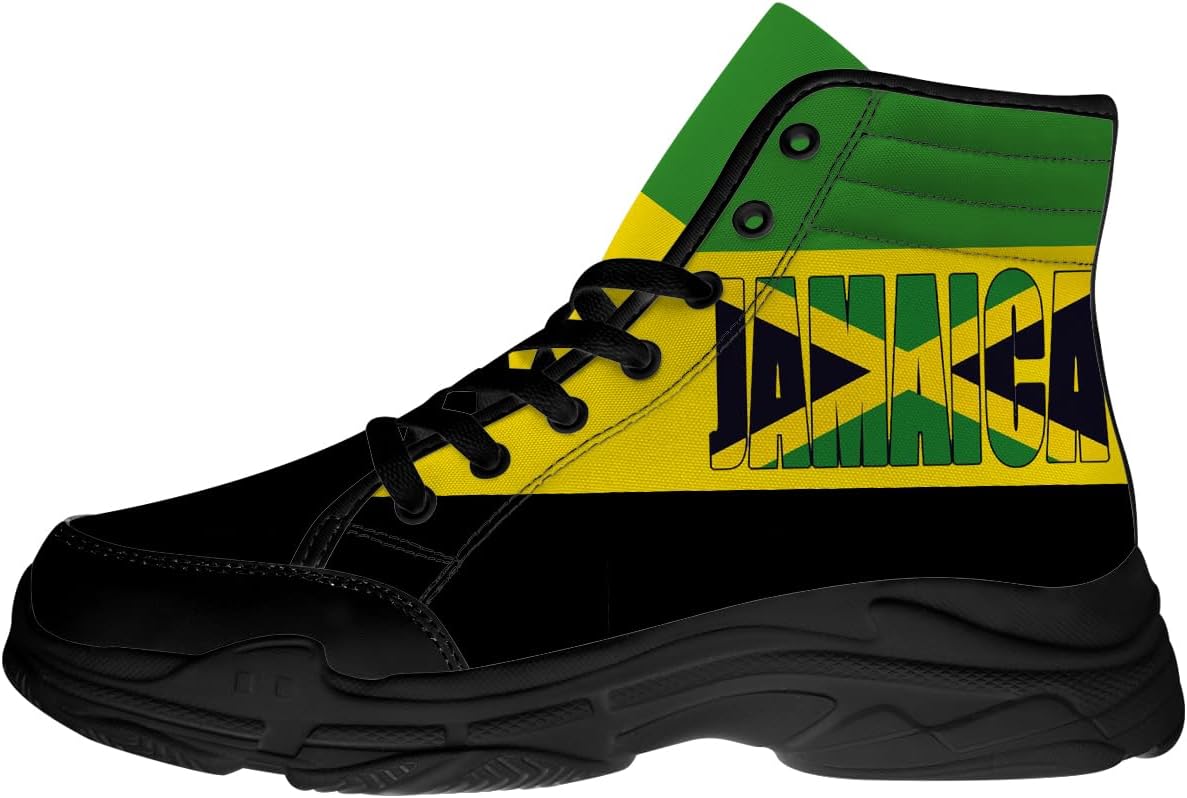 

Кроссовки на высокой платформе с флагом Ямайки для мужчин и женщин, спортивные туфли на шнуровке из ткани, подарки для него и для нее Generic, зеленый