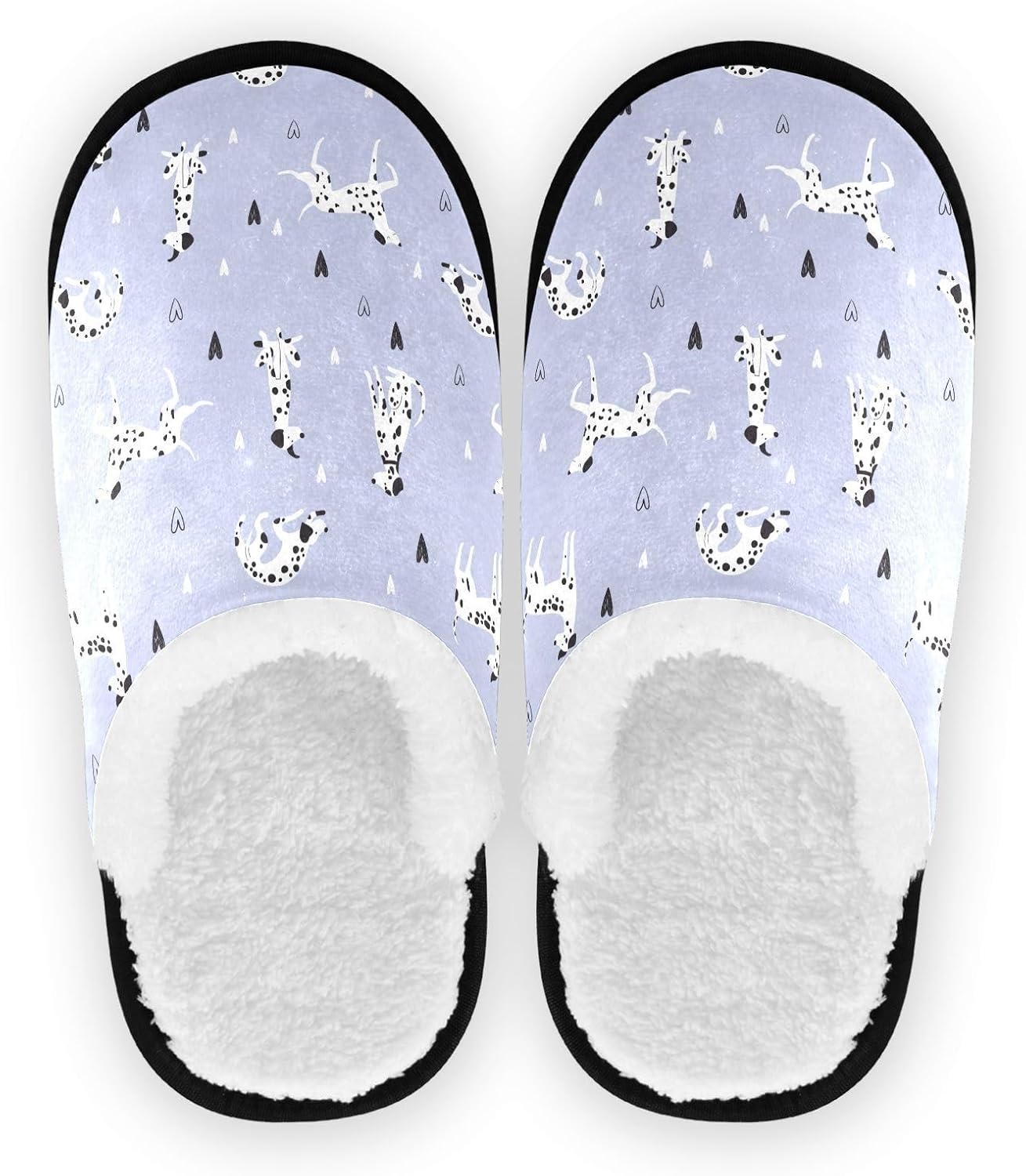 

JHKKU Забавные мультяшные тапочки с далматинцами для женщин и мужчин, пушистые домашние тапочки, теплые и уютные для дома и путешествий, Funny Cartoon Dalmatian Dogs