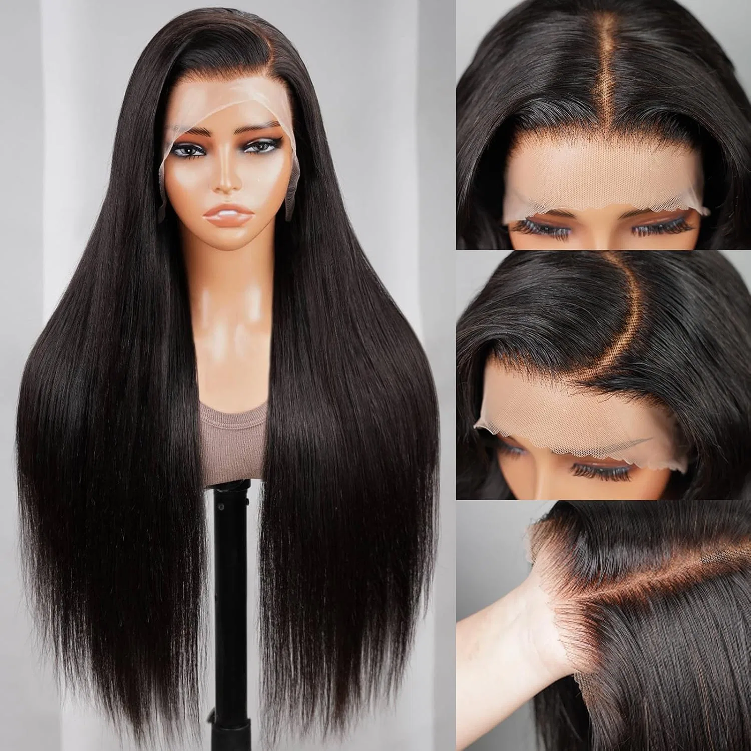 Женский парик из натуральных волос 200% плотности Megalook, 13 X 4 Straight Lace Wig