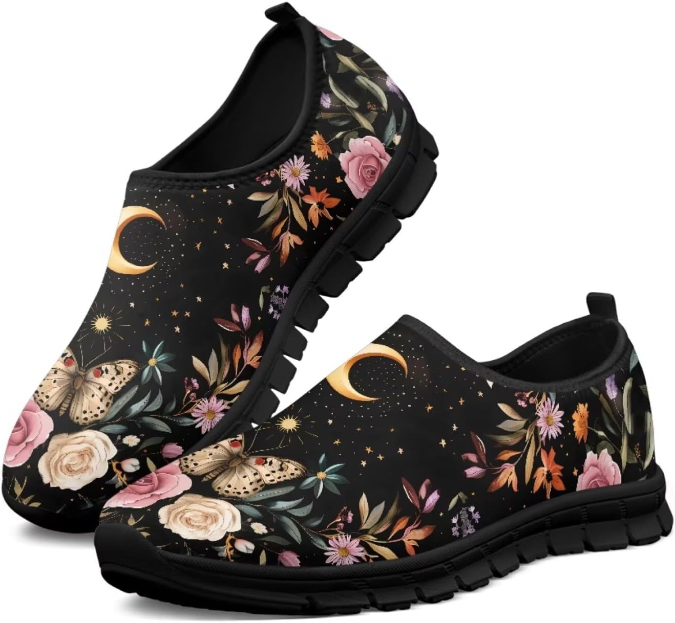 

Женские туфли-лоферы Ecaestolph Hummingbird для прогулок, с плоским носком, широким носком, кроссовки для бега, спорта и походов, черный