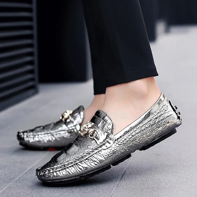 Мужские лоферы повседневные мягкая подошва, Silver Clolinde — фото 2