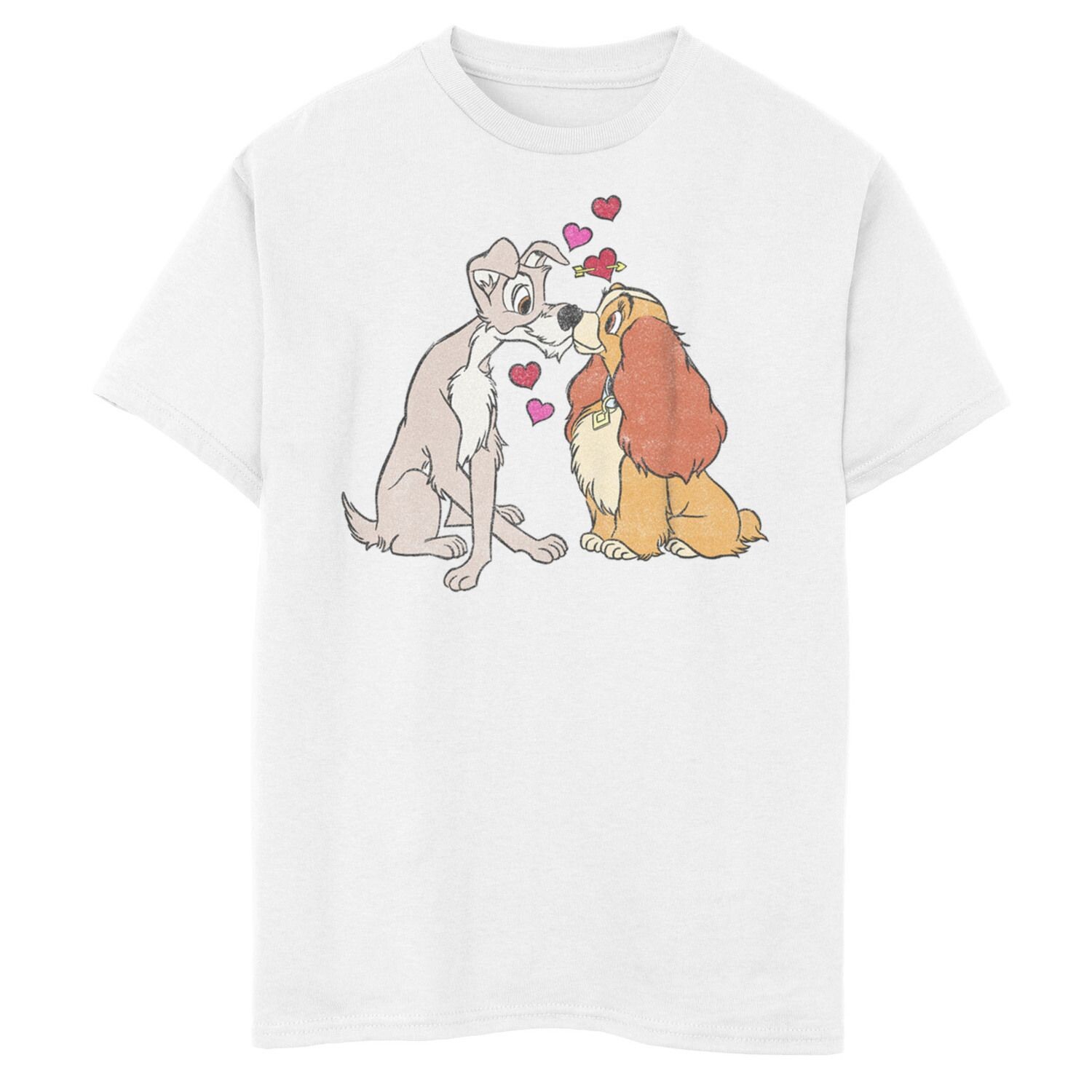 

Футболка с рисунком Disney's Lady and The Tramp Boys 8-20 Puppy Love Disney, белый