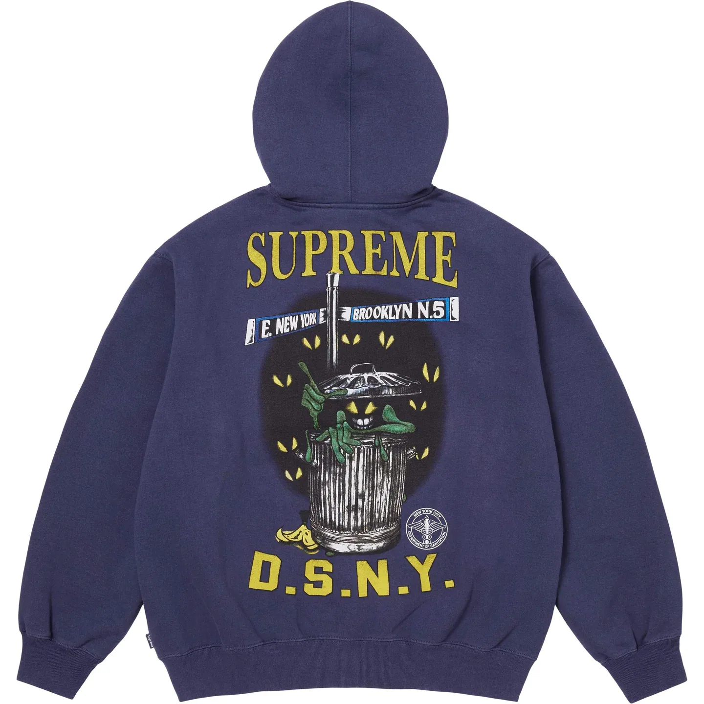 Толстовка на молнии с капюшоном DSNY, SS26 WEEK3, унисекс Supreme, Washed Marine Blue/Washed Navy