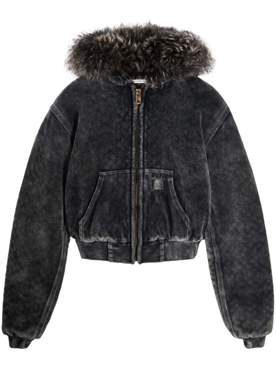 

Куртка Alexander Wang с капюшоном из велюра, черный