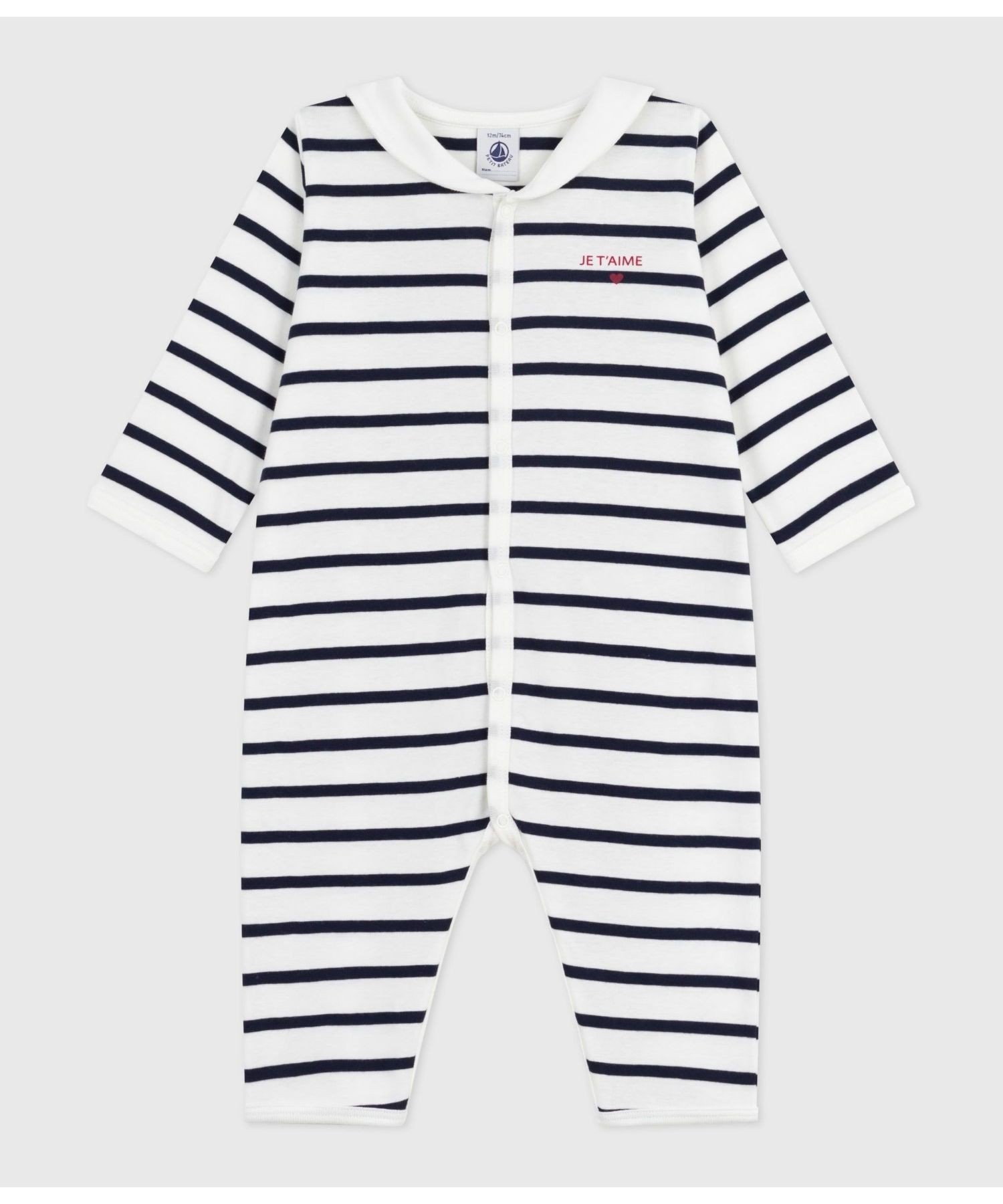 Комбинезон без штанин Petit Bateau, Off-white/Navy — фото 2