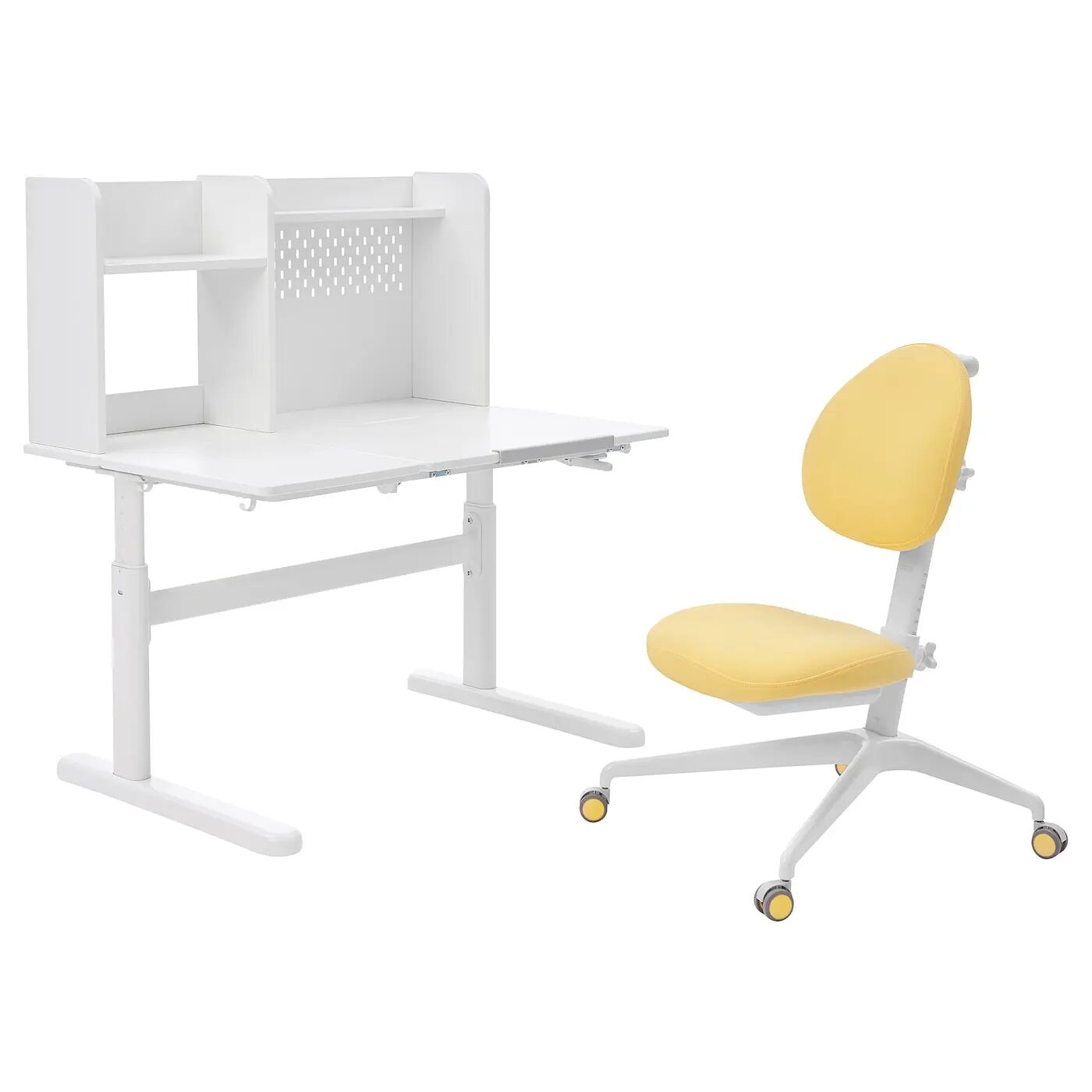 Детский стол и стул BERGLÄRKA/DAGNAR IKEA, 100x70 см, белый/желтый