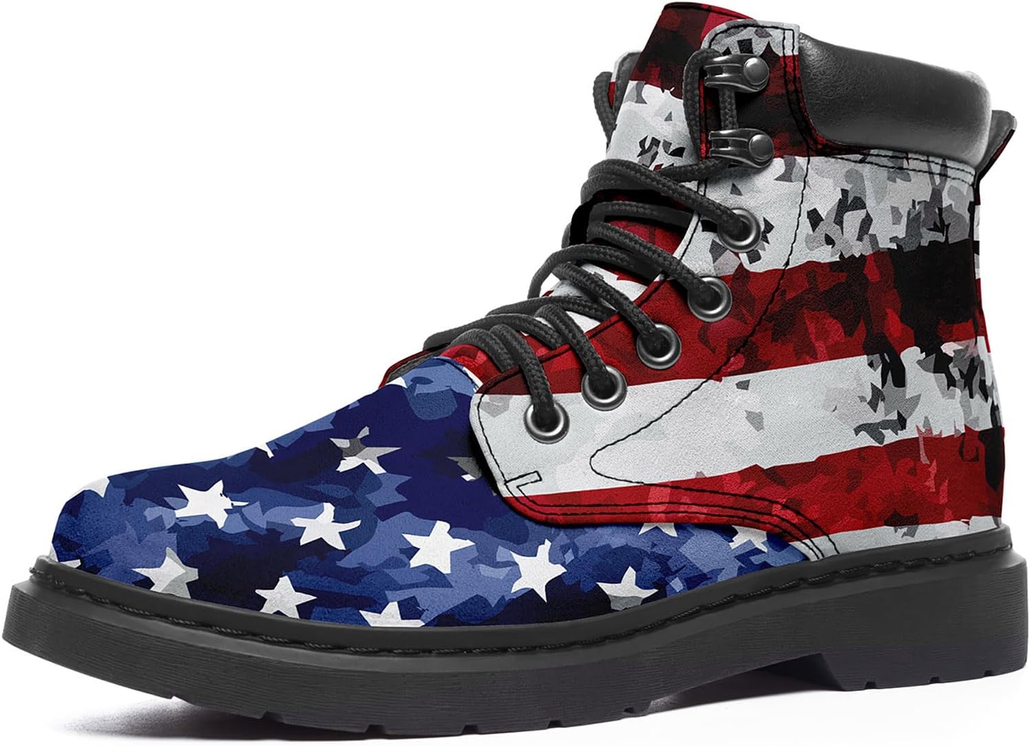 

Ботинки Onegam с американским флагом, патриотические, с возможностью персонализации имени, кожаные ботинки на шнуровке с узором звезд и полос для женщин и мужчин, красный