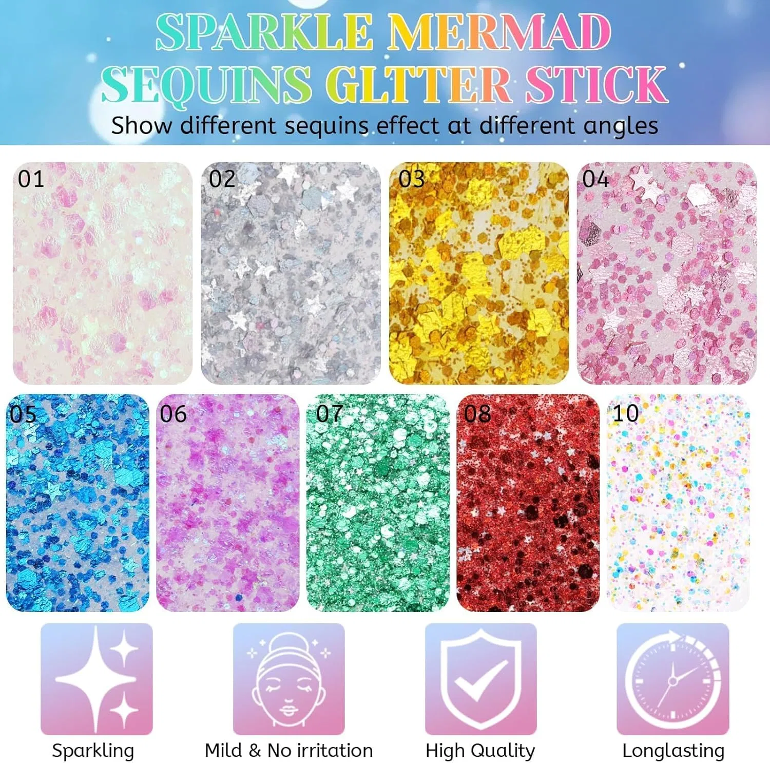 Глиттер для тела «Mermaid Sequins» от Prreal, карнавальный белый Prreal, 10 Carnival White — фото 3