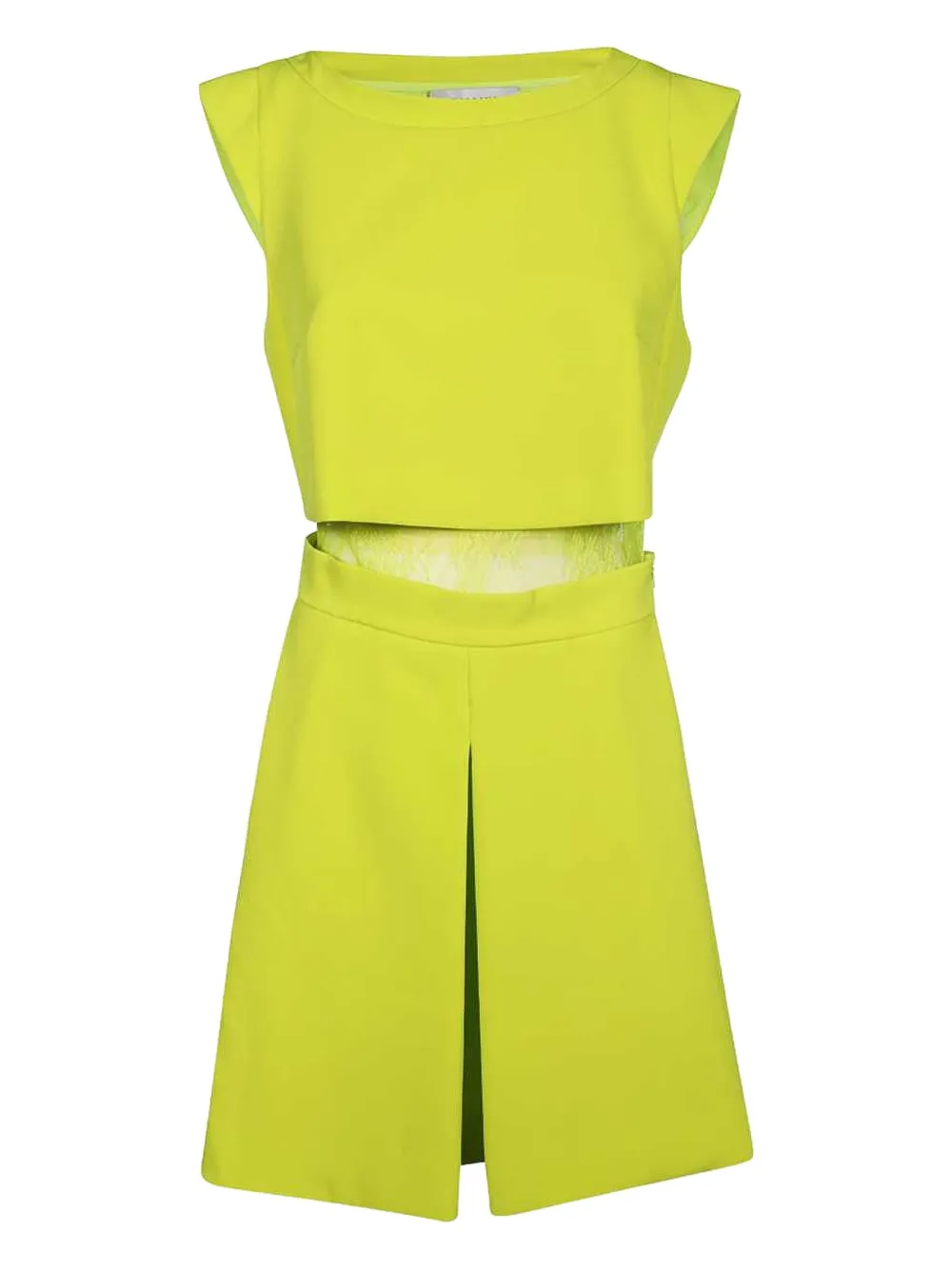 

Мини-платье с кружевными вставками и складками Ermanno Scervino, зеленый