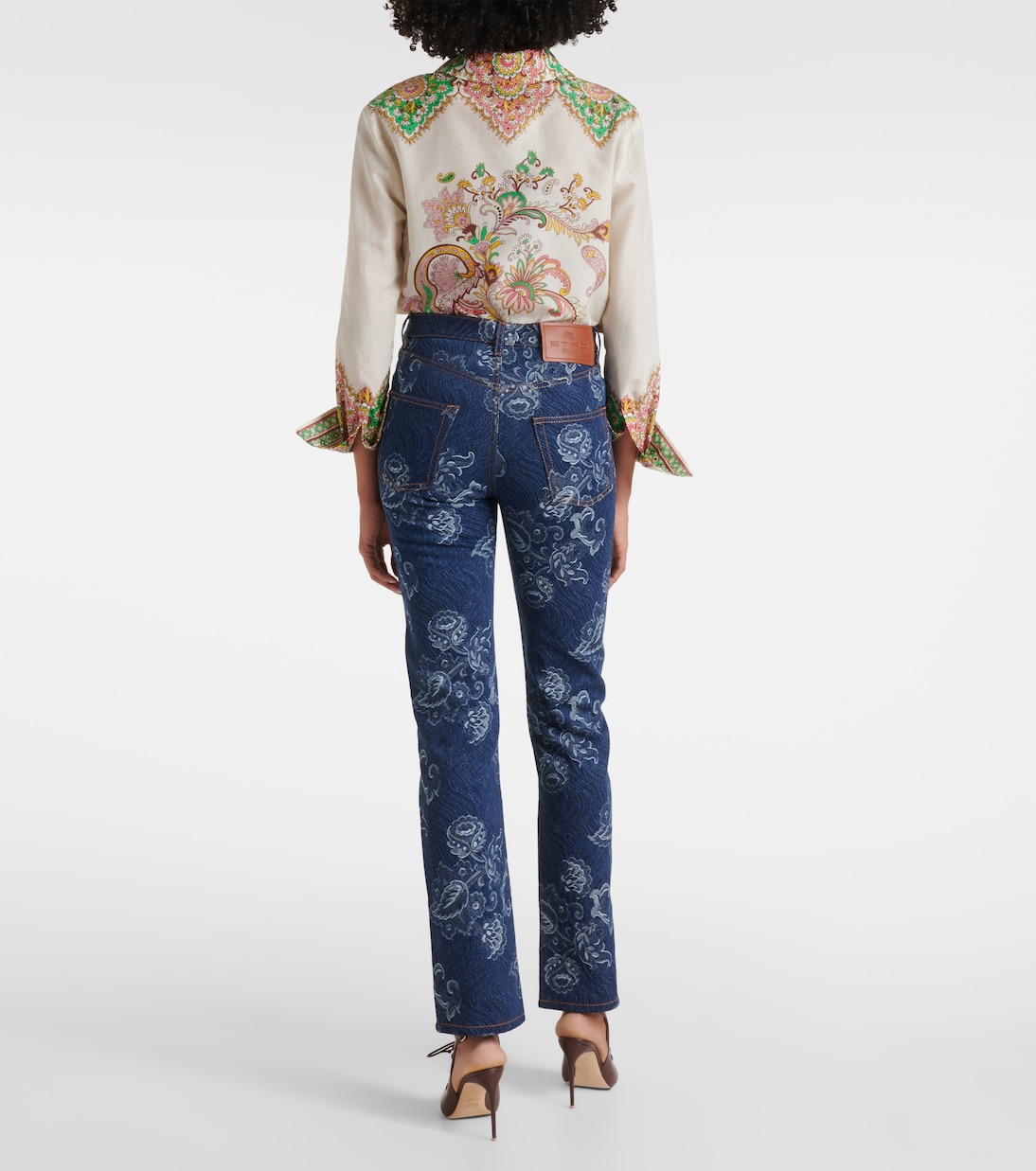 Узкие джинсы с цветочным жаккардом Etro, белый — фото 3