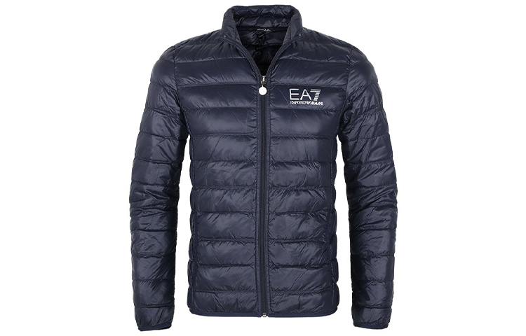 

Куртка-пуховик на молнии с принтом логотипа Ea7 EMPORIO ARMANI, темно-синий
