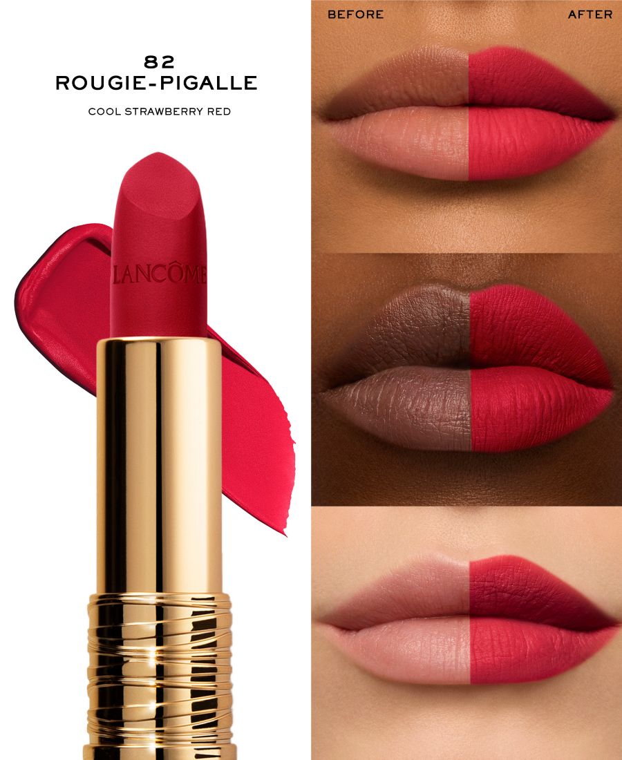 Матовая губная помада L'Absolu Rouge Drama Lancôme, цвет 82 - rouge-pigalle — фото 3