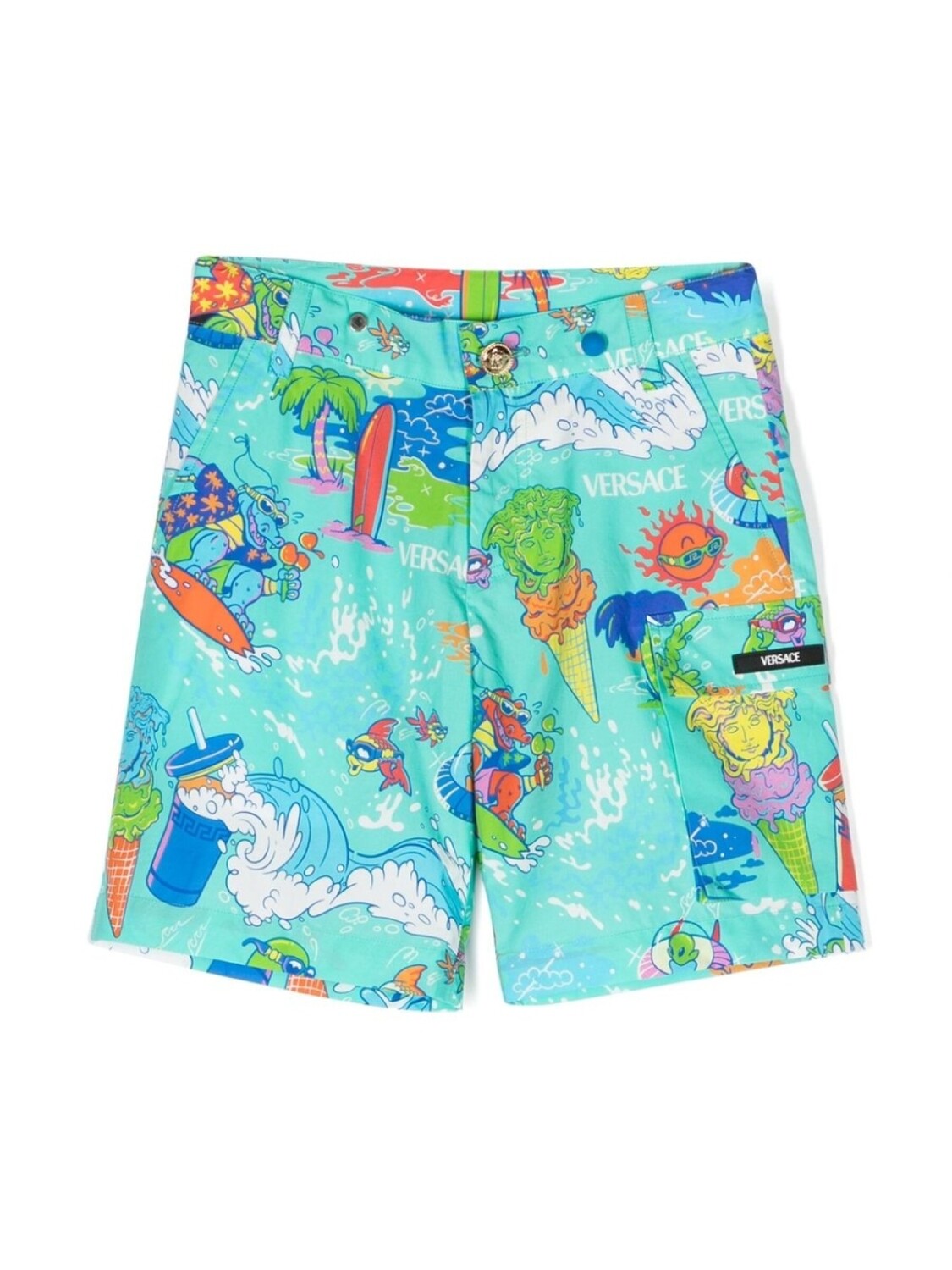 

Versace Kids шорты с графичным принтом, синий