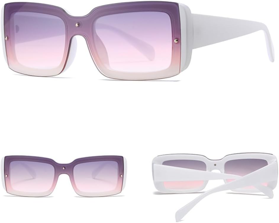 

Винтажные солнцезащитные очки для женщин, маленькая прямоугольная оправа, мужские солнцезащитные очки с 1 линзой, защита от ультрафиолета UV400 LANGSER, White Grey Pink