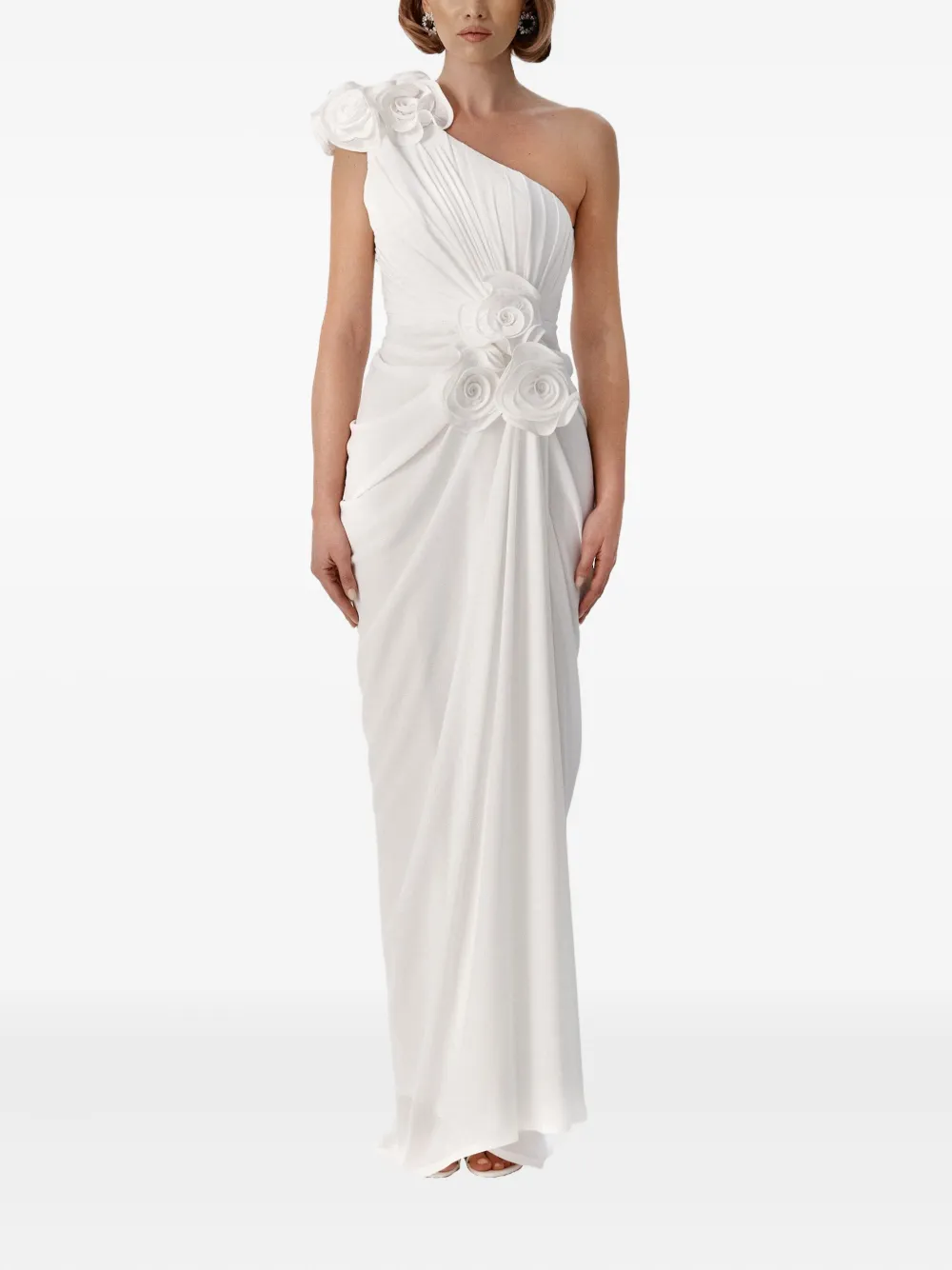 

Платье на одно плечо с украшением в виде розы Ana Radu, белый