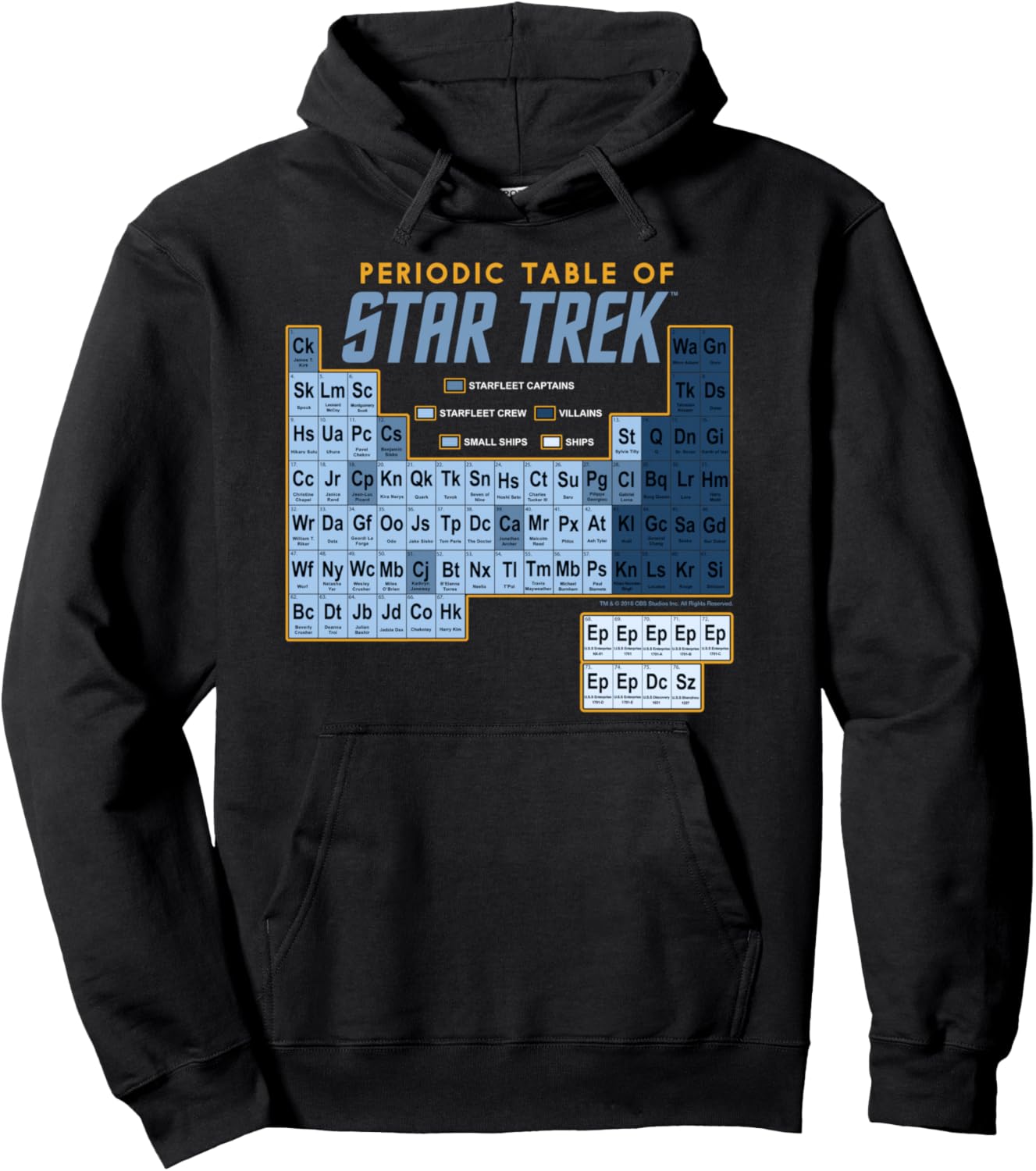

Худи с изображением периодической таблицы элементов из сериала «Звездный путь: Оригинальный сериал», черная Star Trek