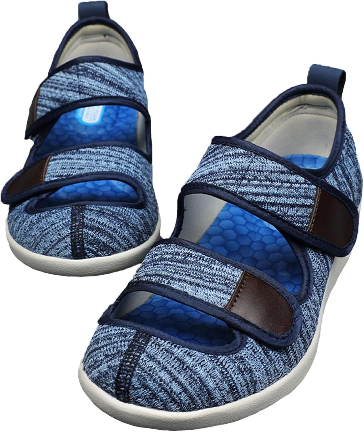 

Мужская обувь bumuam с широкой колодкой и регулируемой застежкой, легкая, обувь для отекших ног с дышащей мемори-пеной, легкие кроссовки для ходьбы для пожилых людей, мужчины 11 / женщины 12, светло-голубой