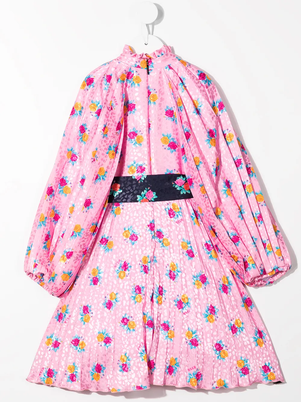 Плиссированное платье миди с цветочным принтом MSGM Kids, розовый — фото 2