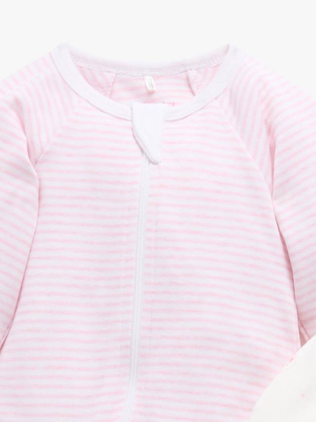 Детский хлопковый комбинезон с молнией Purebaby, Pack of 2, Pink Bear — фото 2