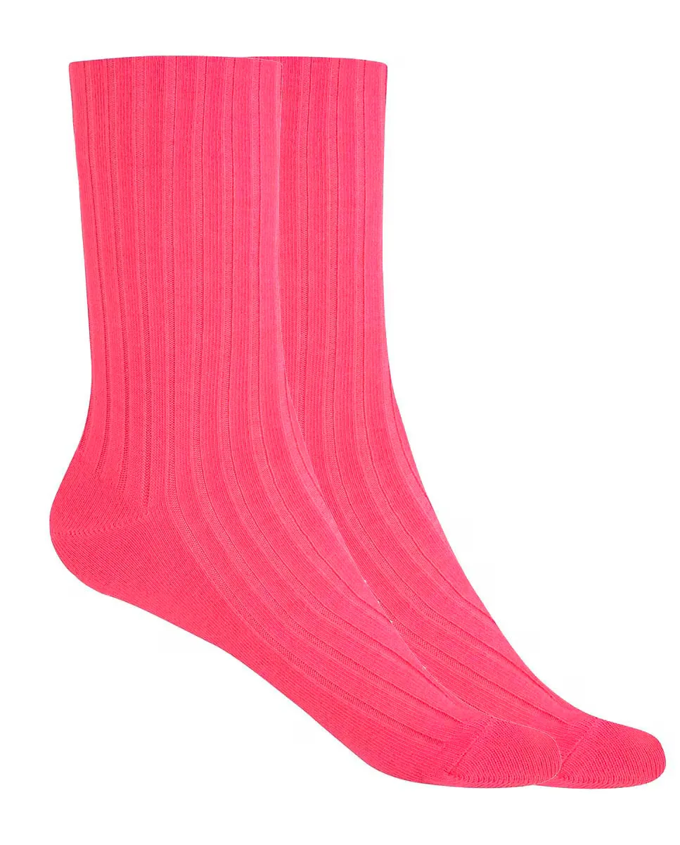 

Женские короткие бамбуковые носки в рубчик - неузкие манжеты Punto Blanco, цвет Rosa