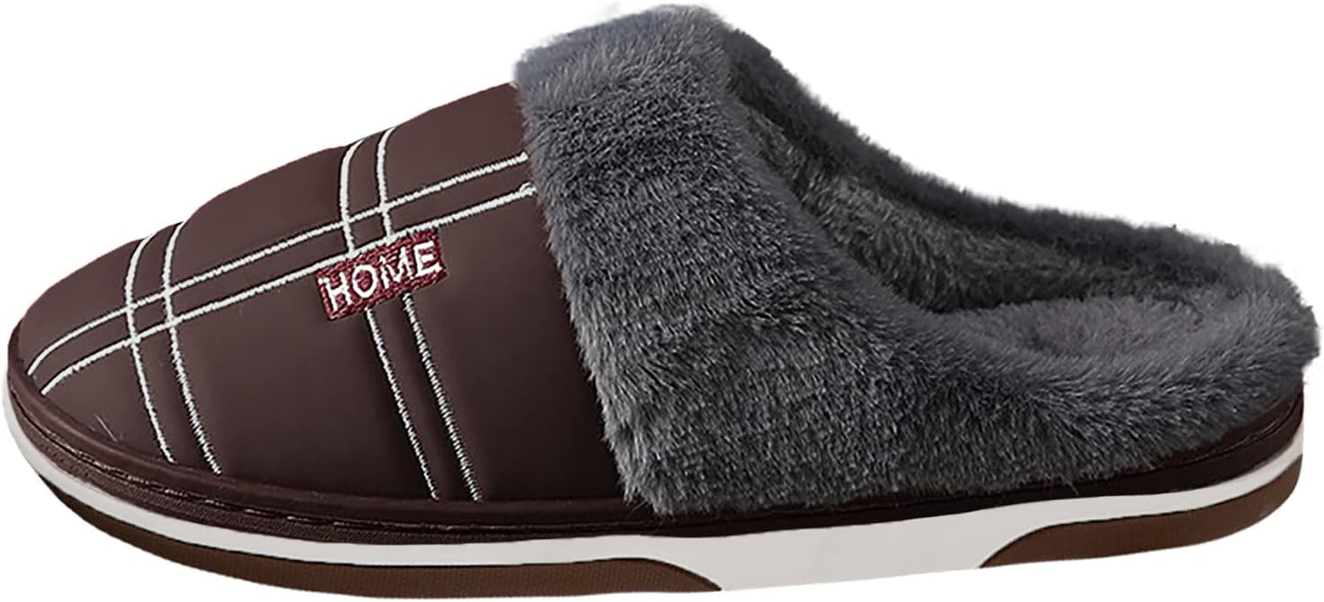 

Мужские домашние хлопковые туфли KRIDDR, нескользящие, удобные, повседневные, с махровым покрытием, теплые зимние тапочки, 46/47 Coffee