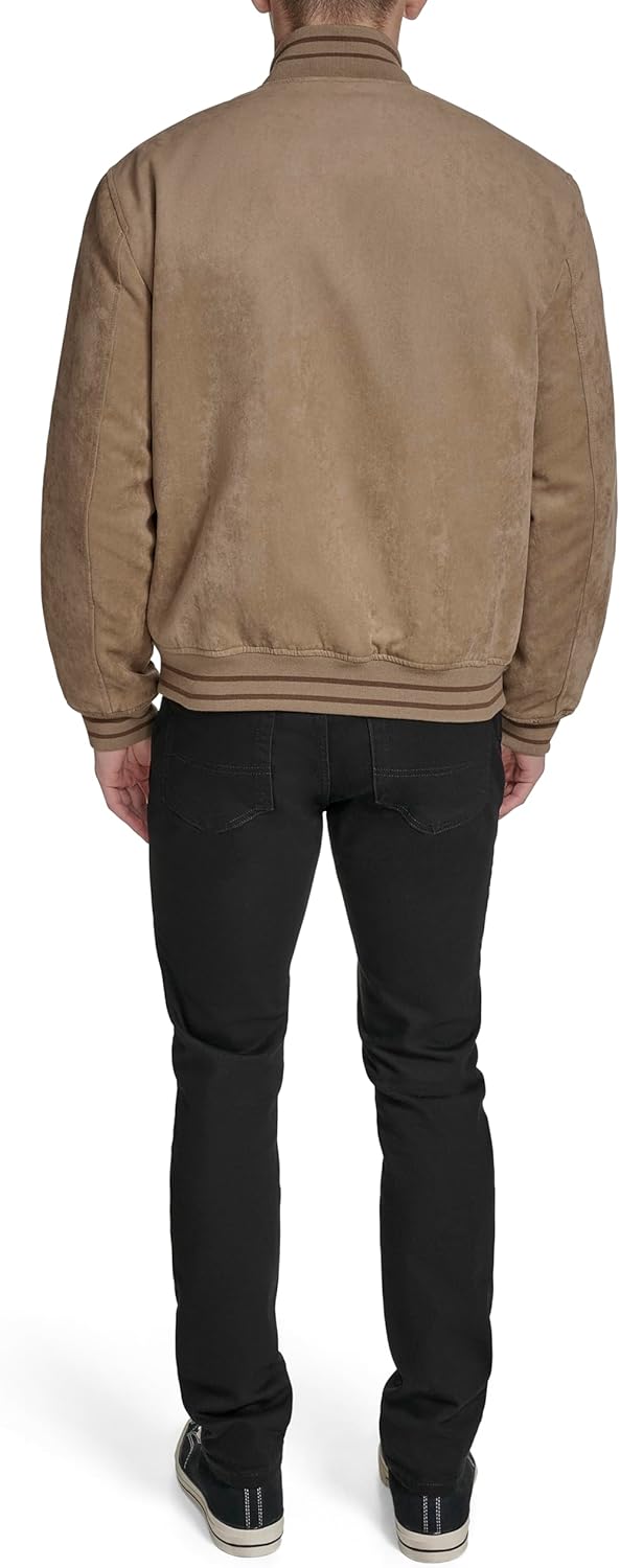 Мужская куртка-бомбер Tommy Hilfiger из искусственной замши с логотипом Varsity, Tan — фото 4
