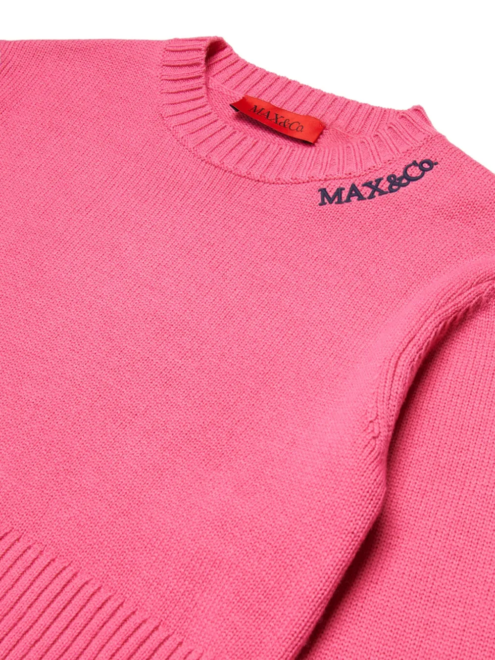 Свитер из смесовой шерсти с вышитым логотипом MAX&Co. Kids, розовый — фото 3