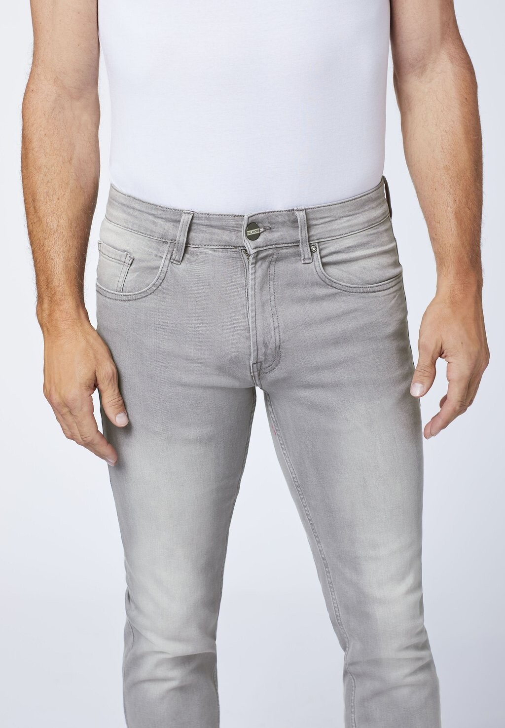 

Джинсы прямые Oklahoma Jeans, серые, стирка