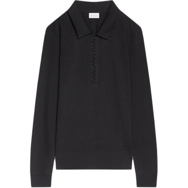 

Джерси поло с застёжкой на пуговицах DRIES VAN NOTEN, черный