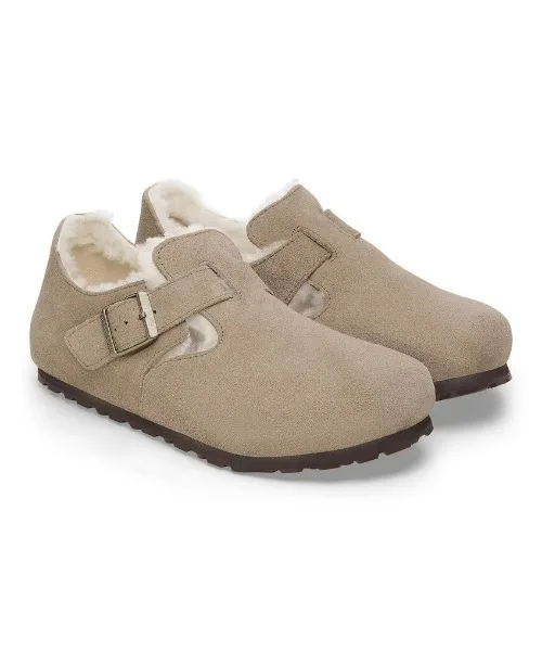 Унисекс слипоны с мехом London BIRKENSTOCK бежевые — фото 4