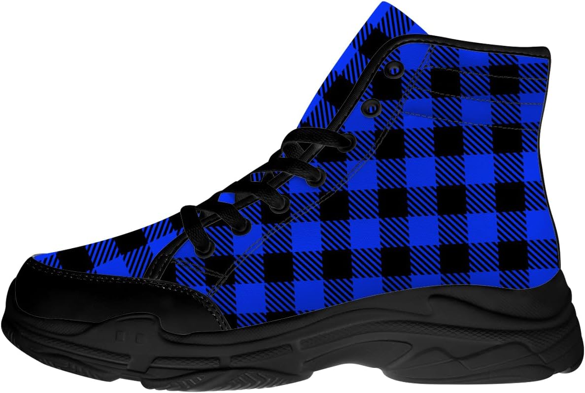 

Мужские и женские кроссовки на высокой подошве в клетку буйвола, текстильные платформы на шнуровке, подарки для него и для нее Generic, черный