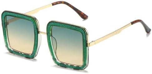 

Модные солнцезащитные очки большого размера с бриллиантами для женщин, стильные квадратные солнцезащитные очки с кристаллами, защита от ультрафиолета UV400 MTZJH, A - Green-green Tea