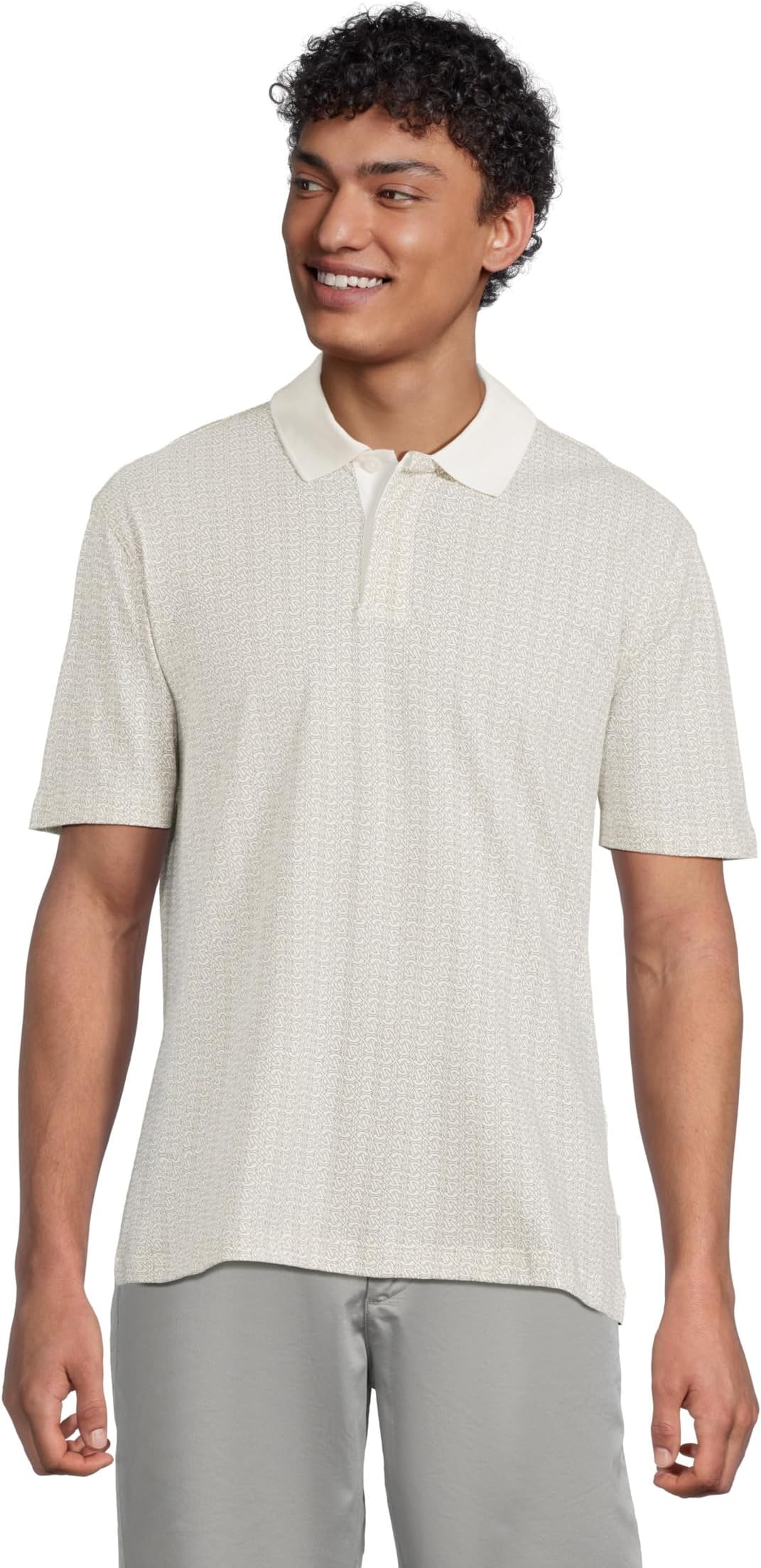 

Поло Armani Exchange Micro Allover Printed Pique Polo, цвет Off White Circle Ax Logo