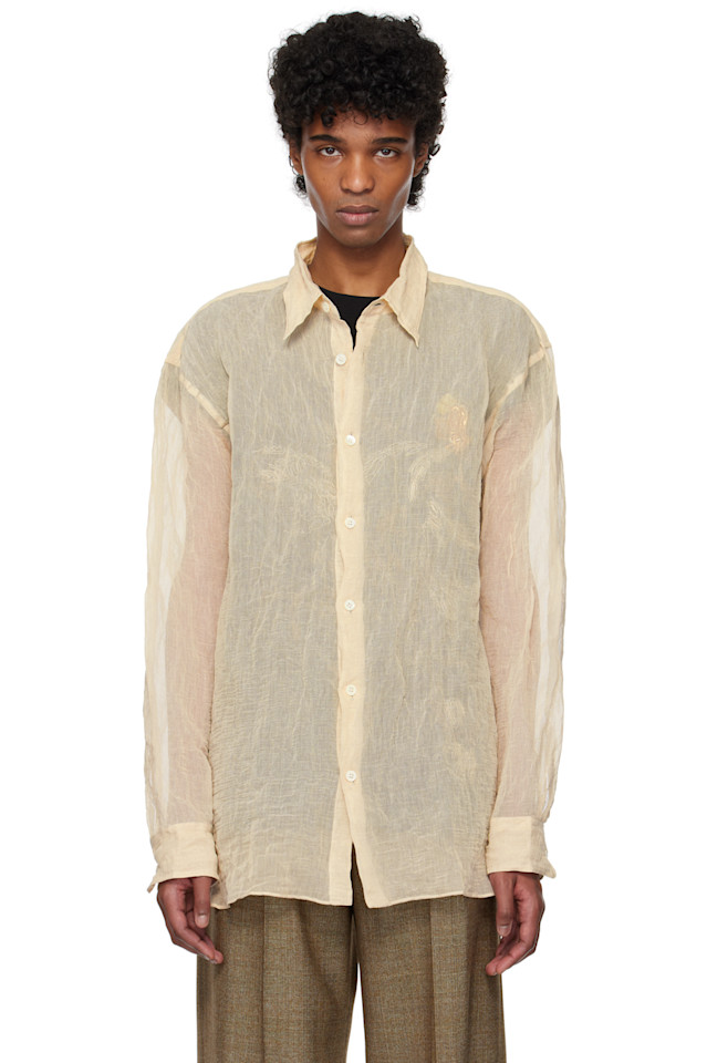 

Рубашка с металлизированной нитью Dries Van Noten, цвет natural