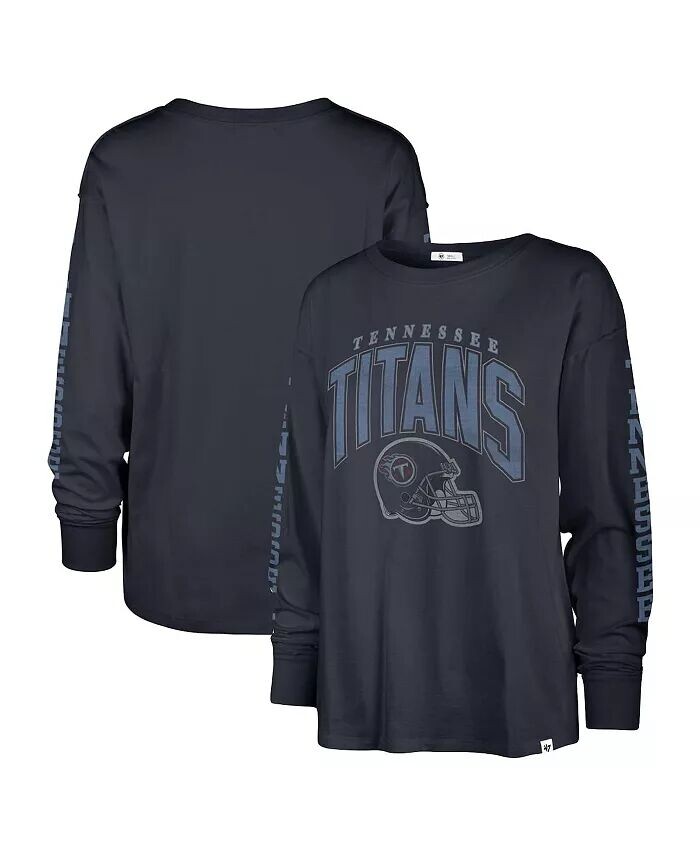 

Женская темно-синяя рваная футболка с длинным рукавом Tennessee Titans Tom Cat '47 Brand