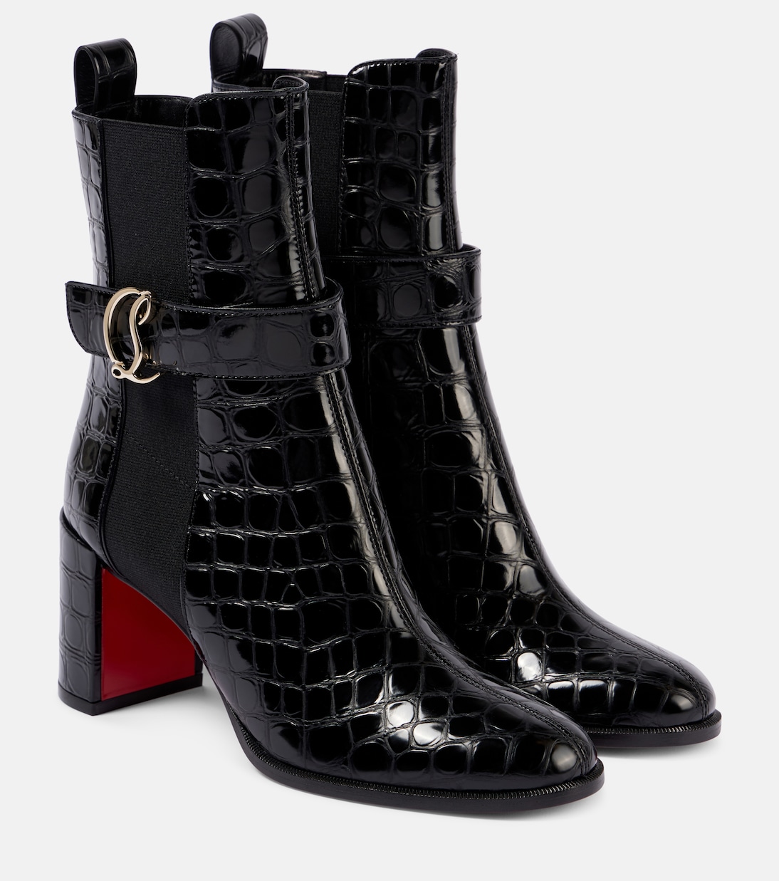 CL кожаные ботинки до щиколотки с эффектом крокодиловой кожи Christian Louboutin, черный