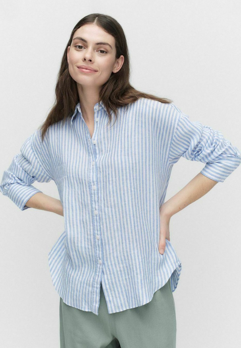 

Блузка на пуговицах CAMERA LINEN Dobber, синий