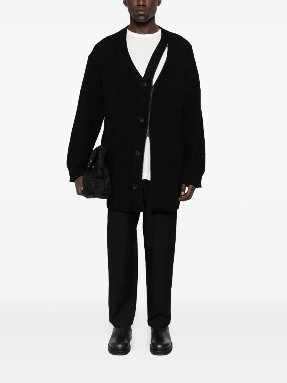 Шерстяные брюки с завязкой на талии Yohji Yamamoto, черный — фото 2