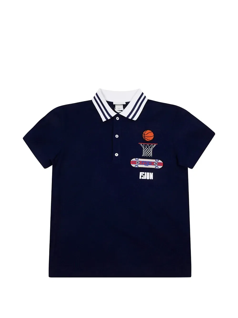 Поло с графическим принтом Fendi Kids, синий
