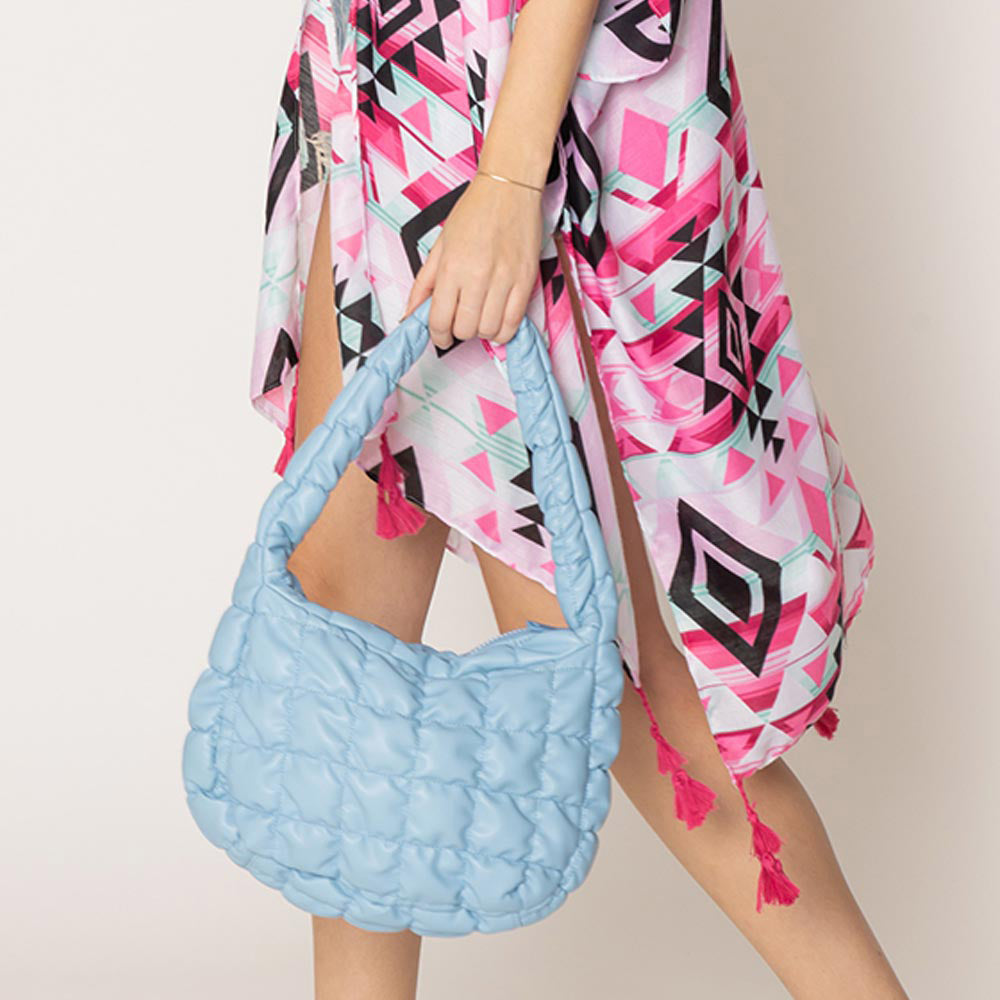 

Сумка-облако на плечо из искусственной кожи с стеганой пухлой текстурой FASHNZFAB, синий