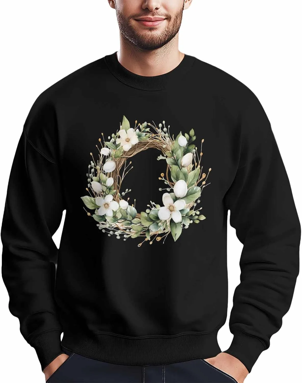 

BEMIGO свитшот мужской оверсайз с цветочным принтом