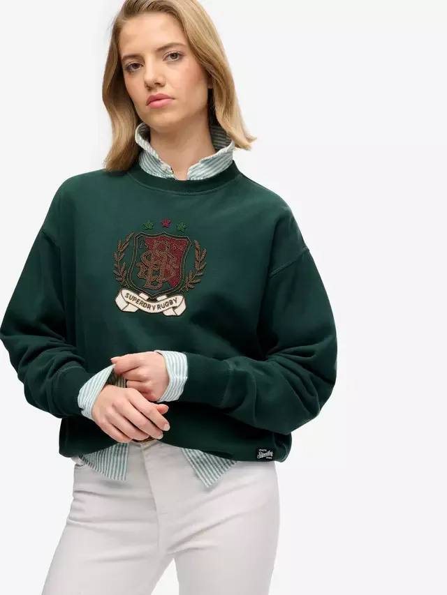 Толстовка Crest Loose Crew Superdry, Dark Pine Green — фото 4