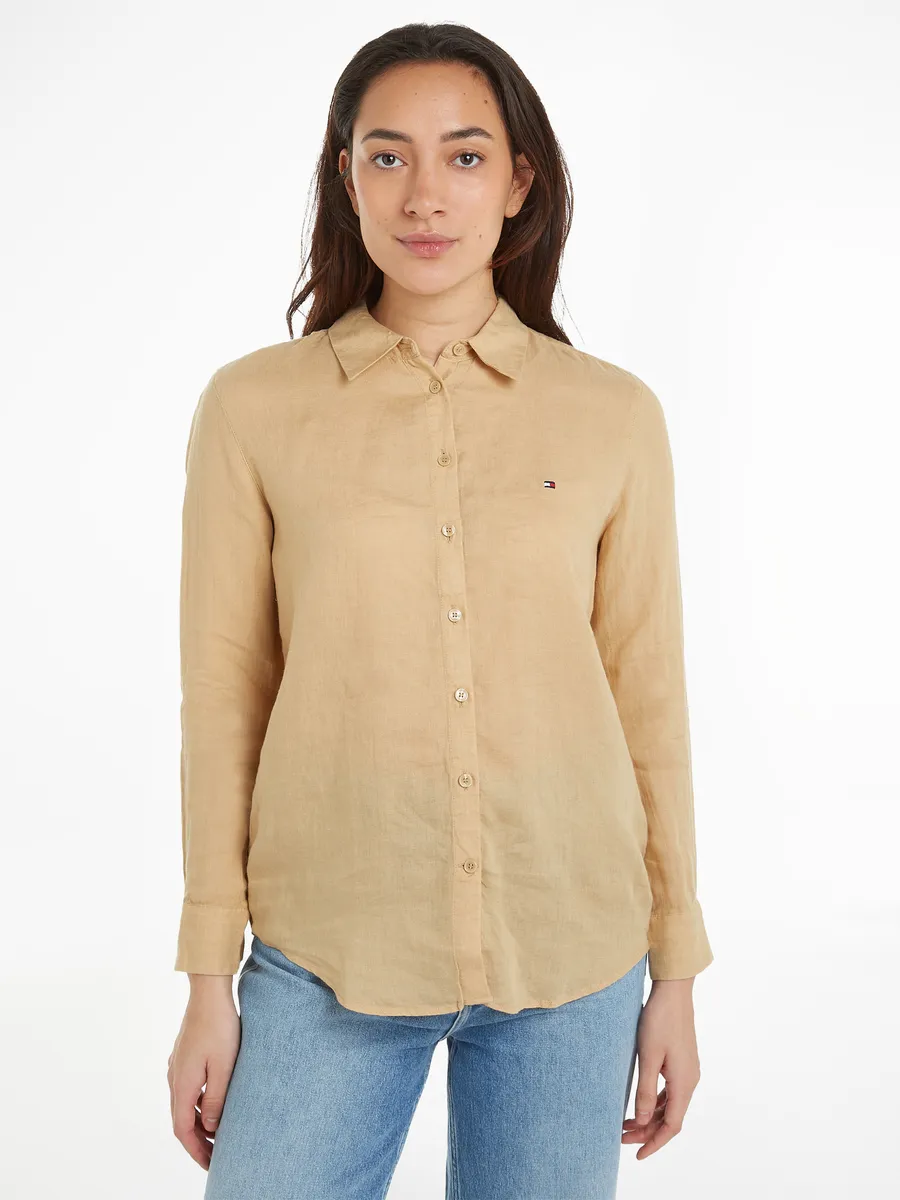 

Блуза-рубашка Tommy Hilfiger "LINEN RELAXED SHIRT LS", с вышитым логотипом на груди, цвет Harvest Wheat